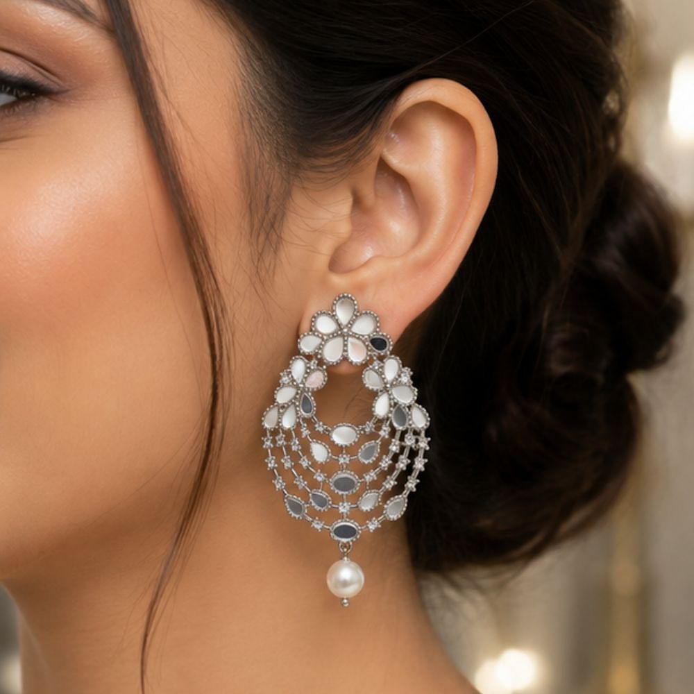 Premium Ethnic Party Wear Mirror Earrings