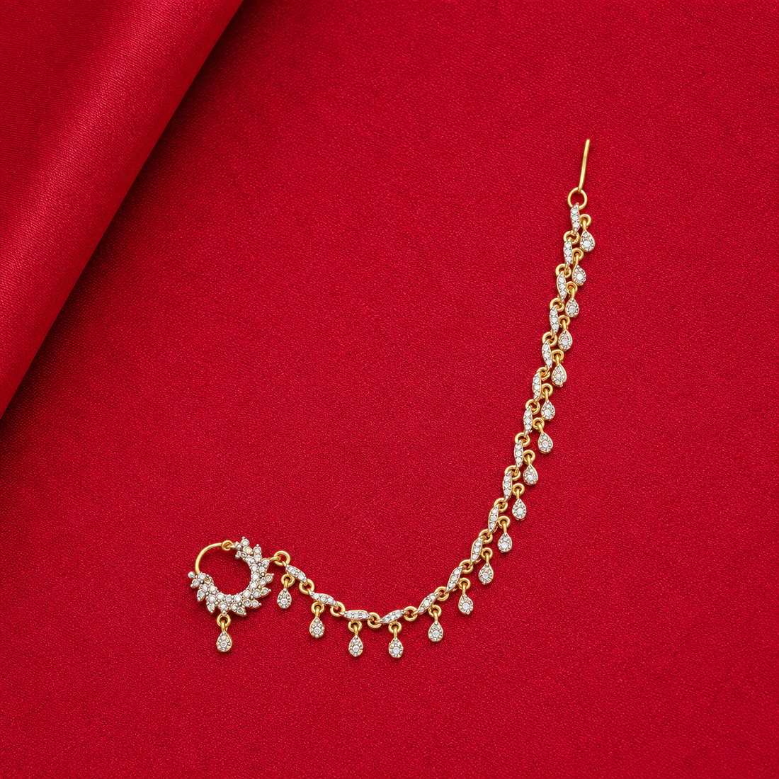 Bridal American Diamond Nath Chain for Women