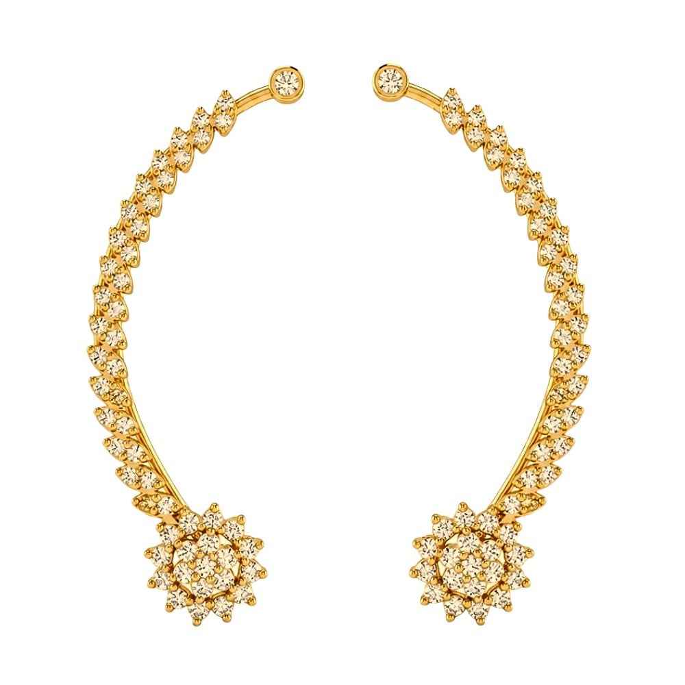 Gold Plated AD Floral Ear Cuff for Women⭐