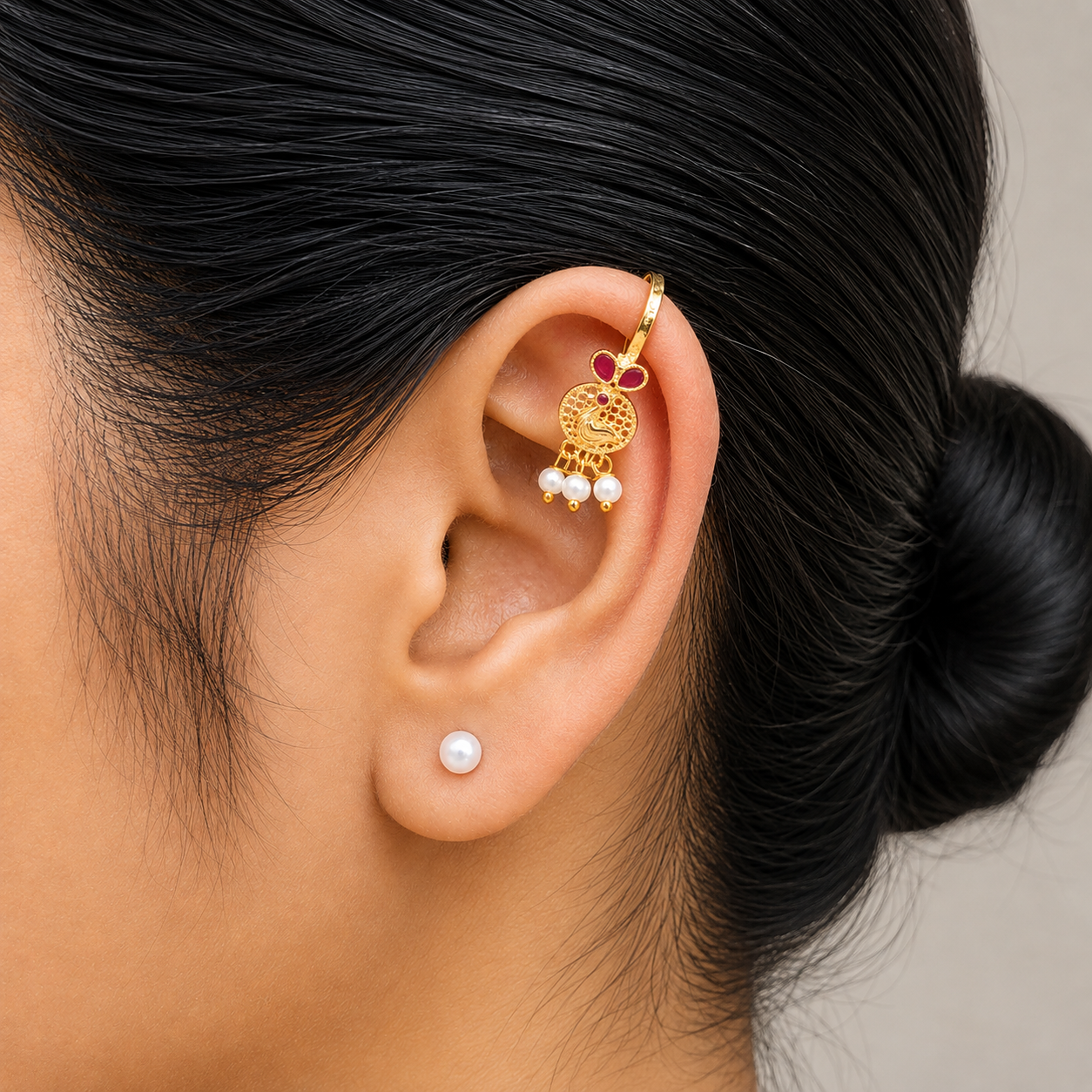 Gold Plated Peacock Bugadi Jewellery with CZ Stones