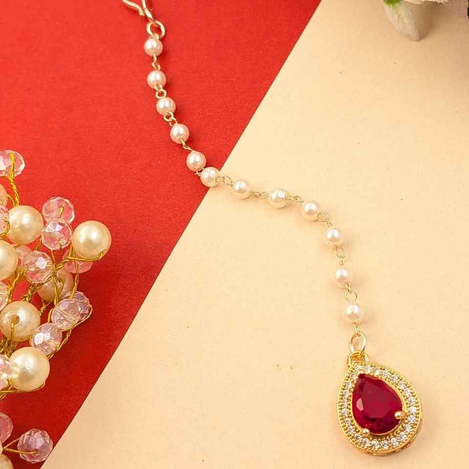 Designer Pearl Chain Maang Tikka for Women
