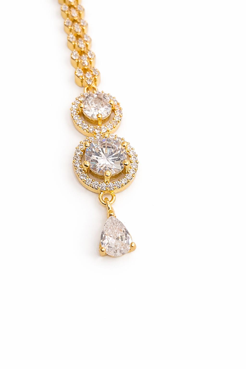 Bridal Dual Circle Maang Tikka with Teardrop Stone