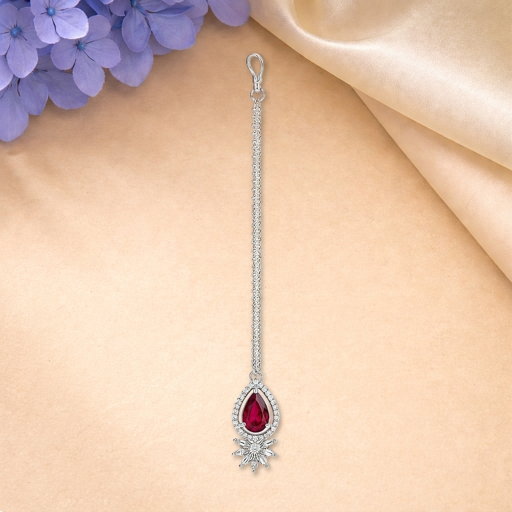 Cubic Zirconia & American Diamond Maang Tikka