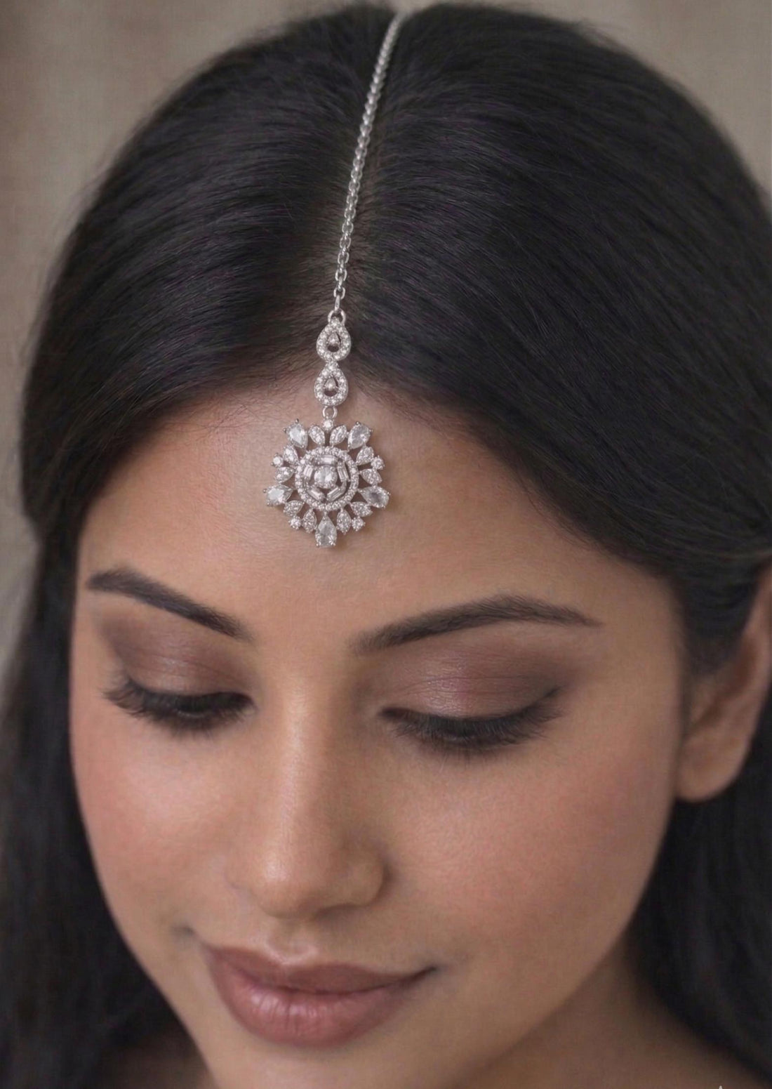 white stone designer round maang tikka festive wedding accessory
